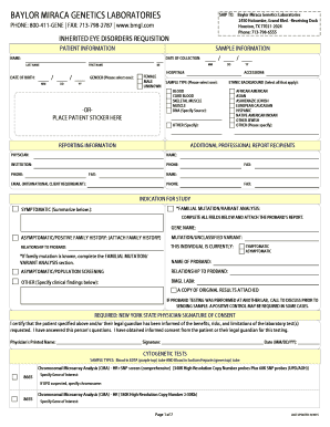 Inherited Eye Disorders Requisition Form