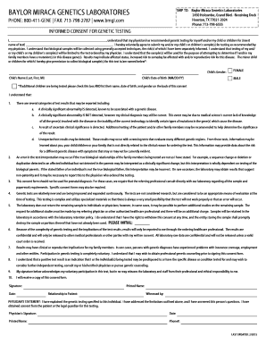 Informed Consent for Genetic Testing