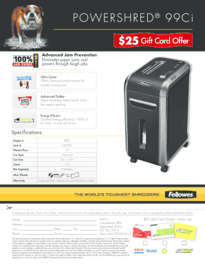 Fellowes 99Ci Shredder Gift Card Offer