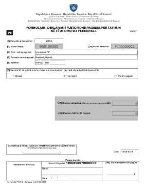Albanian Annual Personal Income Tax Declaration Form