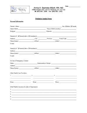 Pediatric Intake Form