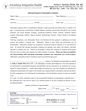 Informed Consent to Naturopathic Treatment