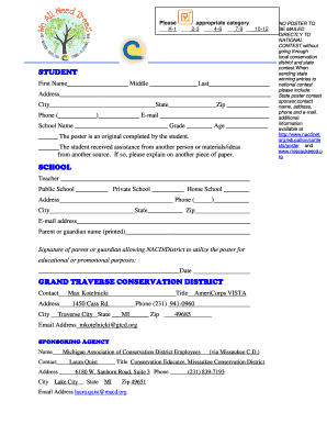 National Conservation Poster Contest Entry Form
