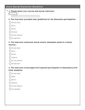 eCore Course Evaluation Form