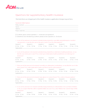 Supplementary Health Insurance Questions