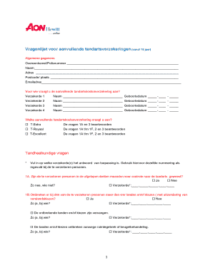 Vragenlijst voor aanvullende tandartsverzekeringen