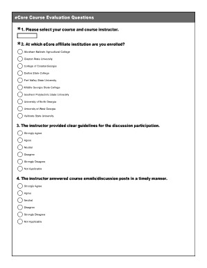 eCore Course Evaluation Form