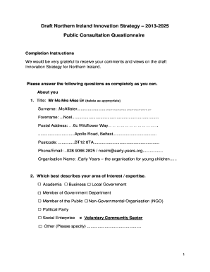 Northern Ireland Innovation Strategy Consultation Form