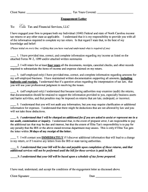 Engagement Letter for Tax Return Preparation