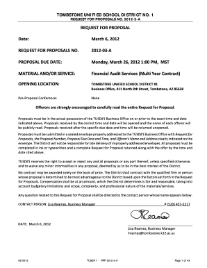 Sample Request for Proposals - Tombstone Public Schools - tombstoneschools
