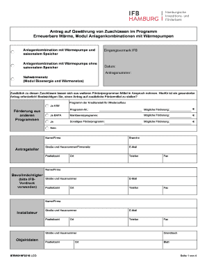 Antrag auf Gewährung von Zuschüssen im Programm Erneuerbare Wärme