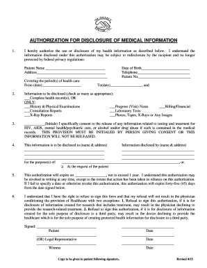 Authorization for Disclosure of Medical Information