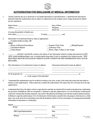 Authorization for Disclosure of Medical Information