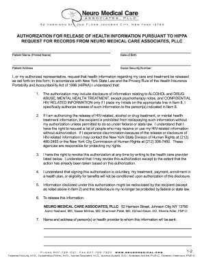 REQUEST FOR RECORDS FROM NEURO MEDICAL CARE ASSOCIATES, PLLC - neuromedical