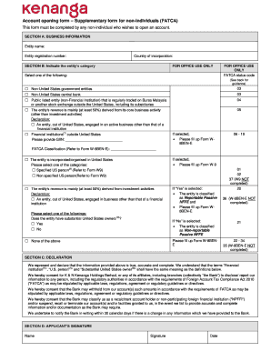 Account Opening Form for Non-Individuals (FATCA)