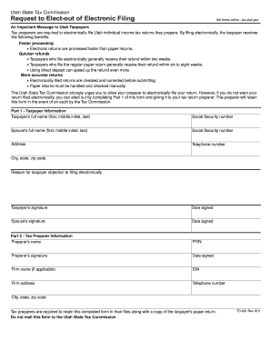 Utah State Tax Commission Elect-out Form