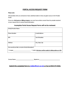 Provider Portal Access Request Form
