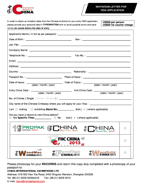 Visa Application Invitation Letter