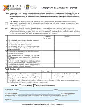Declaration of Conflict of Interest Form
