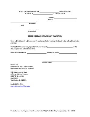 Order Dissolving Temporary Injunction