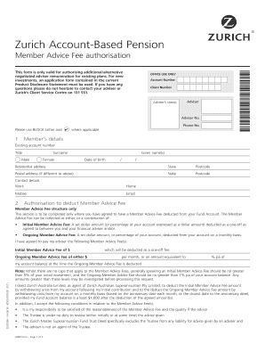 Zurich Account-Based Pension Member Advice Fee Authorisation