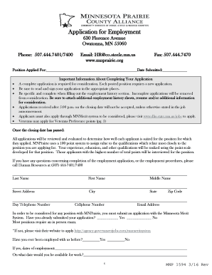 MNPrairie Employment Application