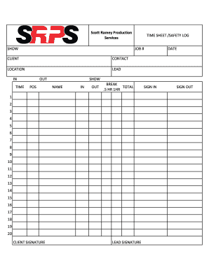 Production Services Time Sheet and Safety Log
