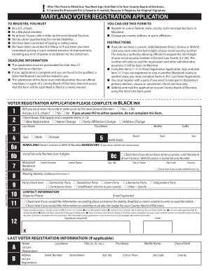 Maryland Voter Registration Application