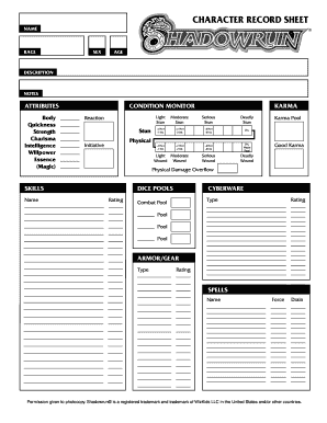 Customer service satisfaction survey questions - CHARACTER RECORD SHEET - Daemonstorm