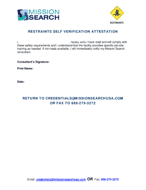 Restraints Policy and Attestation Form