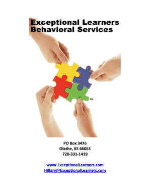 Exceptional Learners Behavioral Services Entry Information Form