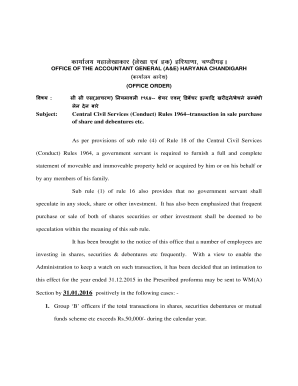 Central Civil Services Conduct Rules Share Transaction Form