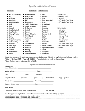 Arizona School District Tax Credit Contribution Form
