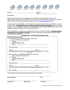 Emergency School Closure Form