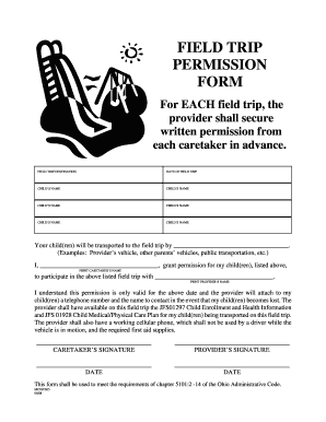 Field Trip Permission Form