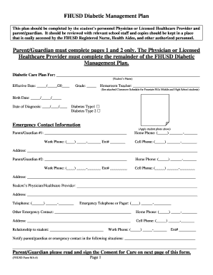 FHUSD Diabetic Management Plan