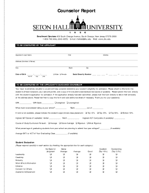 Counselor Report for Student Admission