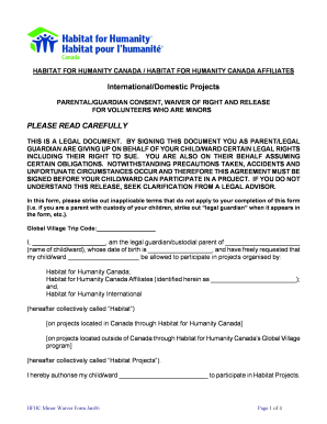 Habitat for Humanity Canada Minor Waiver Form