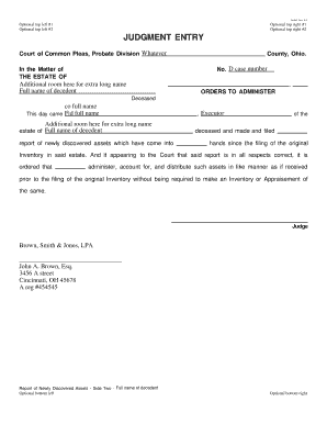 Ohio Probate Judgment Entry