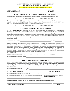 Amboy CUSD 272 Student Permission Form