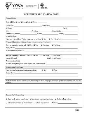 Volunteer Application Form