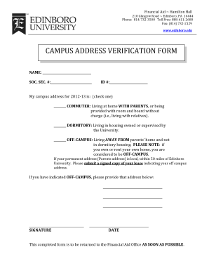 Campus Address Verification Form