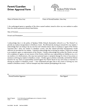 Driver Approval Form for School Events