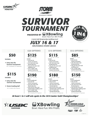 Survivor Tournament Junior Gold Championships Application