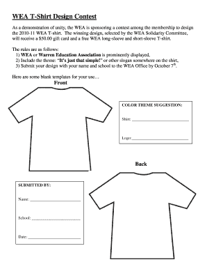 6 Printable T Shirt Template Design Forms - Fillable Samples In Pdf, Word  To Download | Pdffiller