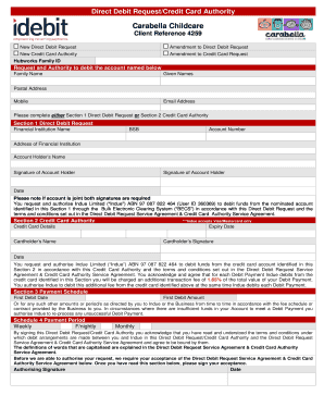 Direct Debit Request/Credit Card Authority
