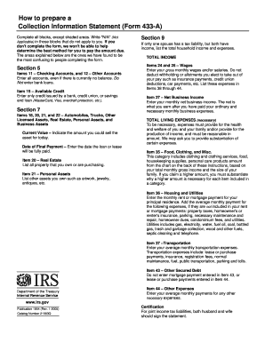 IRS Collection Information Statement Form 433-A