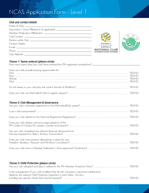 NCAS Application Form - Level 1