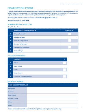 95536 zip code - 2014 Community Sports Volunteer Awards NOMINATION FORM INDIVIDUAL AWARDS 2014 Community Sports Volunteer Awards NOMINATION FORM The Community Sports Volunteer Awards recognise outstanding achievements and contributions made by volunteers -