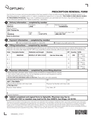 Prescription Renewal Form